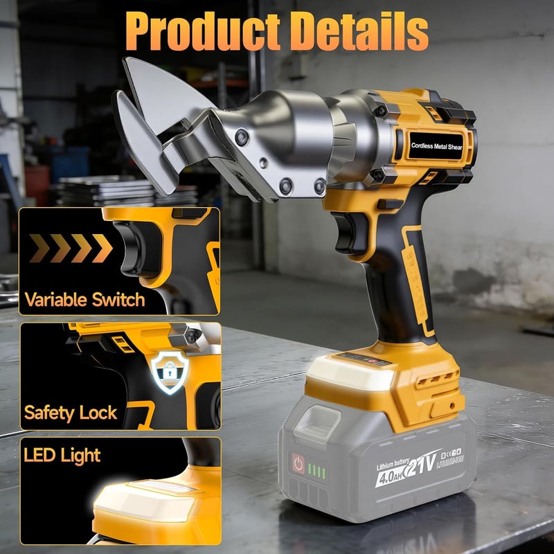 CAMXTOOL Cordless Metal Shear Compatible With Dewalt 20V Max Battery, Brushless Electric Sheet Metal Shear, Power Metal Cutter for Stainless Sheet, Iron, Leather, Cardboard Cutting (Tool Only) - Image 5